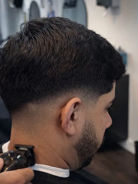 Drop fade from behind with a full, textured top